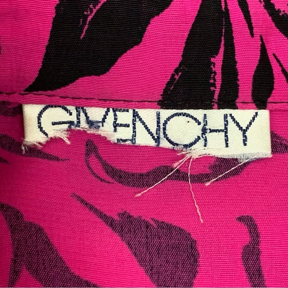 Vintage Givenchy Women's Fuchsia Black Floral Long Sleeve Button Down Shirt XL - Picture 12 of 13